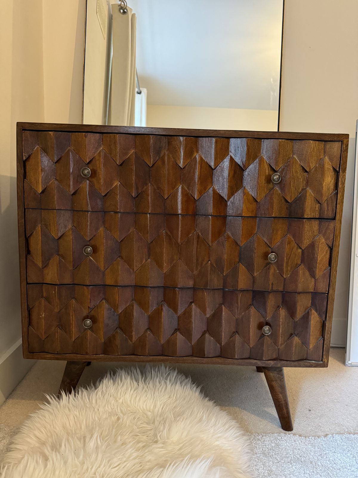 Solid Hardwood Handmade Carved Chest Of Drawers