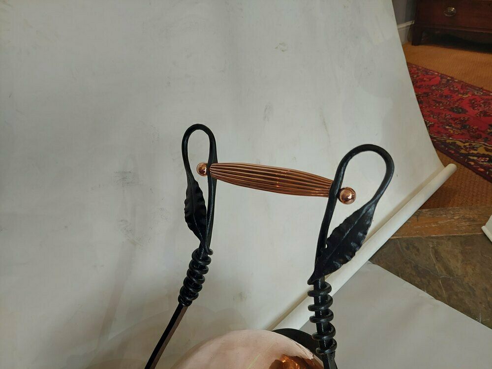Arts & Crafts Copper And Wrought Iron Coal Receive photo for sale