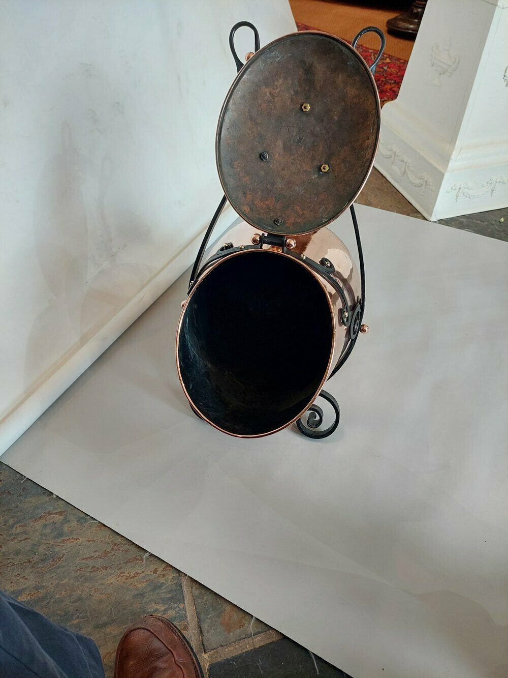 Arts & Crafts Copper And Wrought Iron Coal Receive photo vinterior
