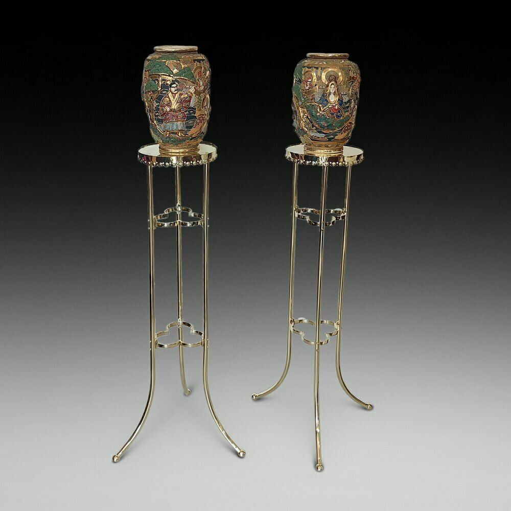 Pair Of Early 20thc Brass Jardiniere Stands