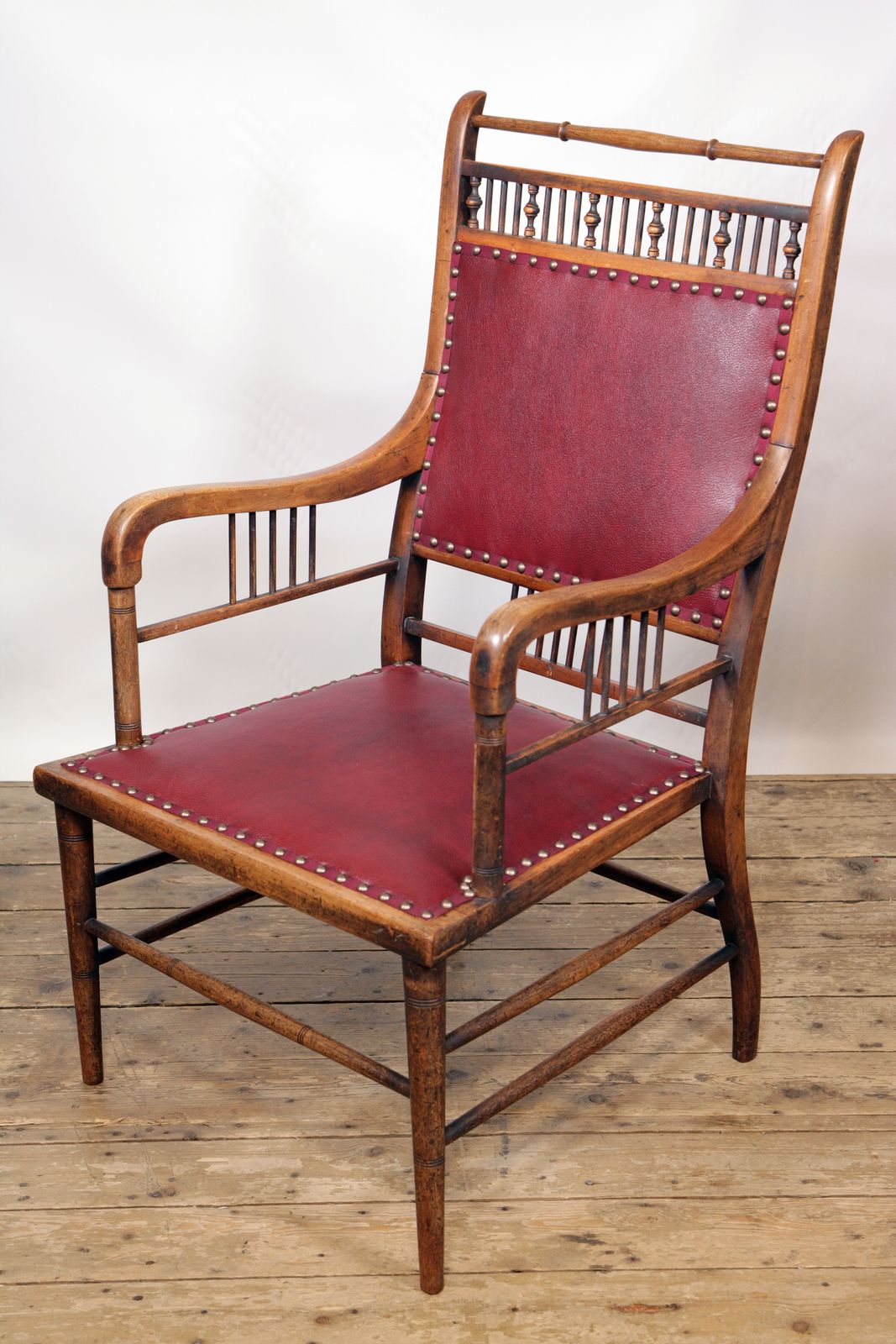 An Original E.W. Godwin Mahogany Side Chair Restored And Upholstered In Oxblood Red Leather photo buy