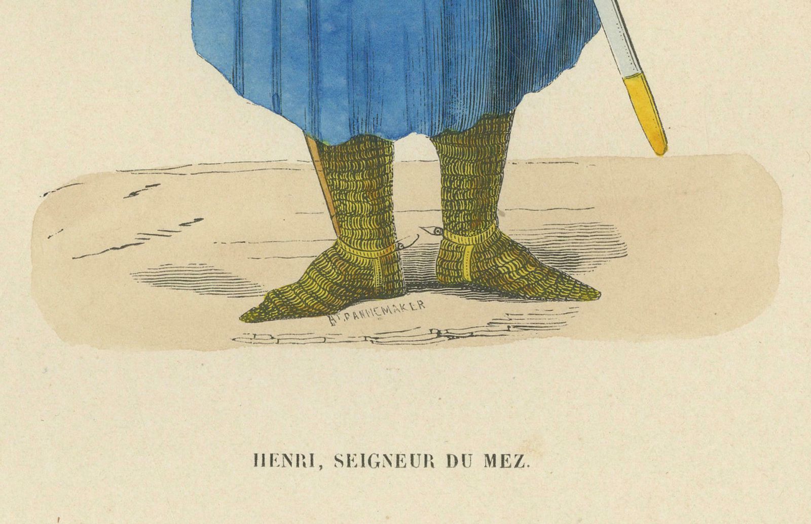 Antique Engraving Of Henri, Seigneur Du Mez: The Banner Bearer 1847 photo furniture