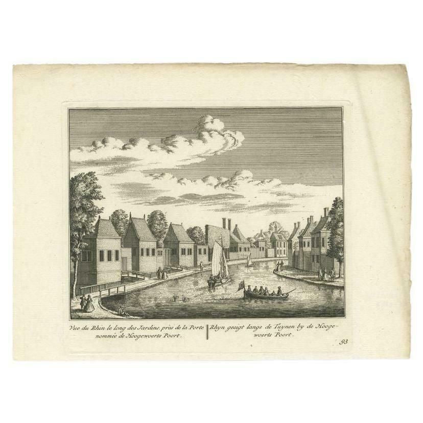 Antique Print Of The Rhine River, Leiden, The Netherlands, C.1800 photo furniture