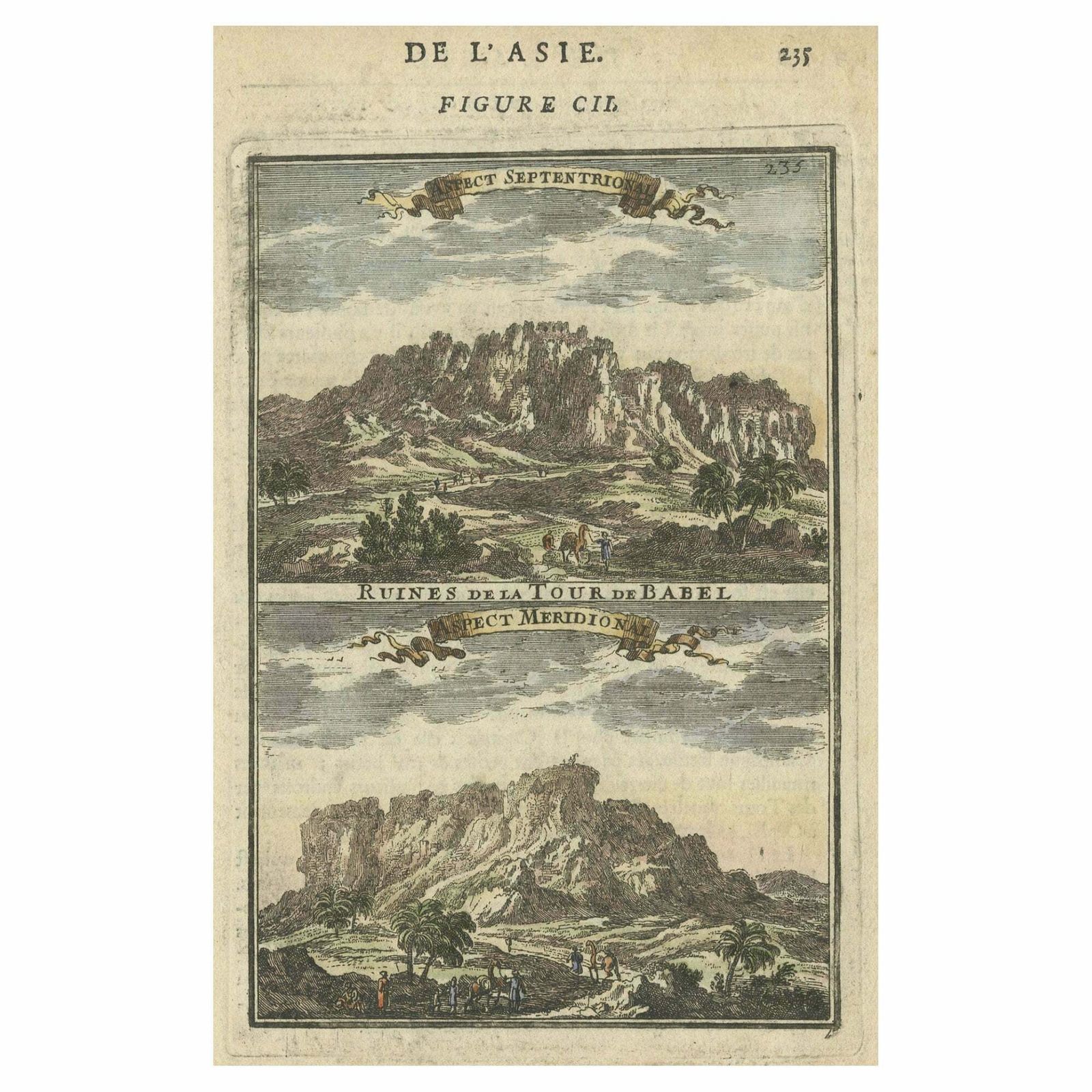 Two Antique Views Of The Ruins Of The Tower Of Babel  Babylon 1683