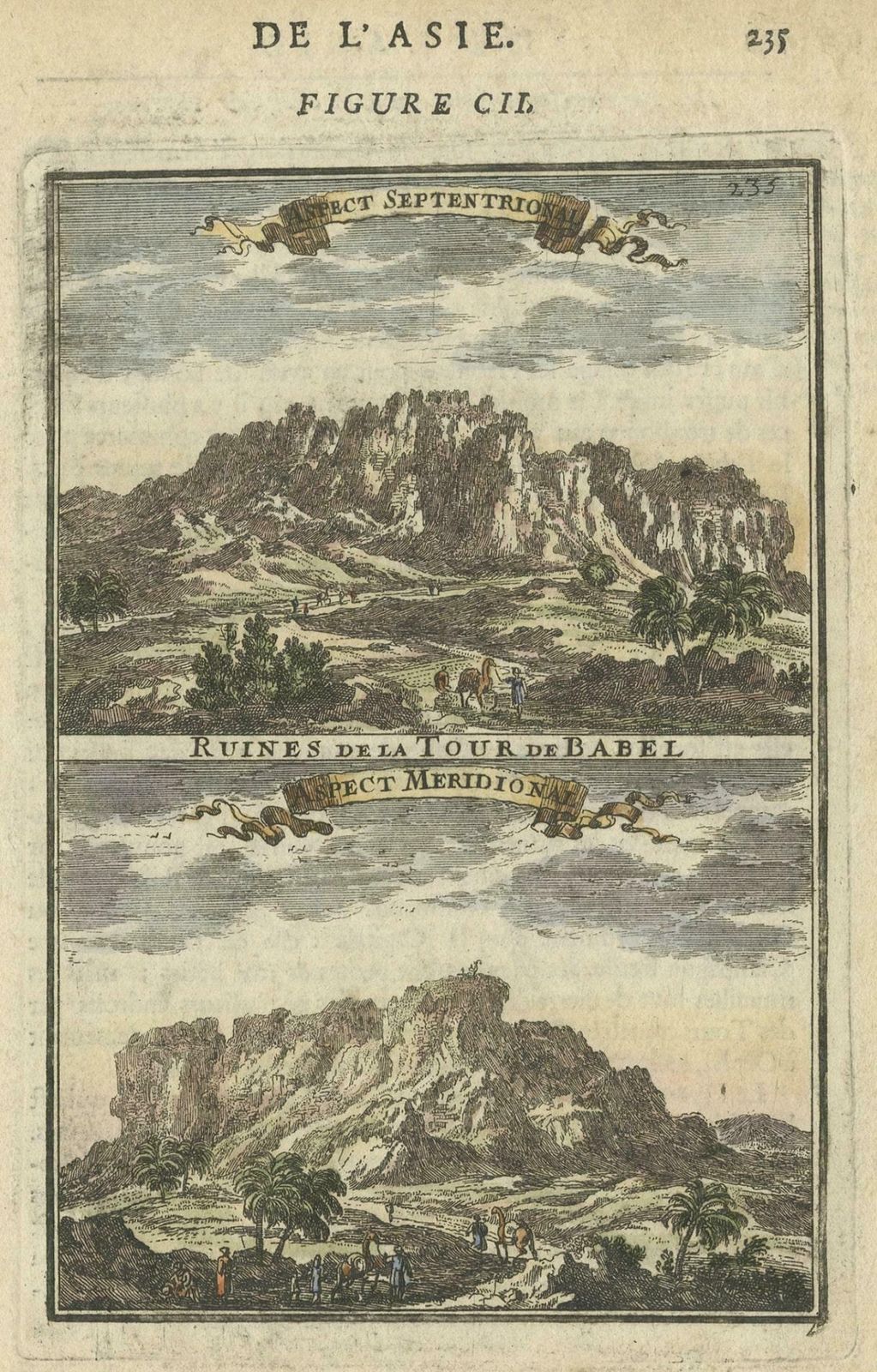 Two Antique Views Of The Ruins Of The Tower Of Babel  Babylon 1683 photo for sale