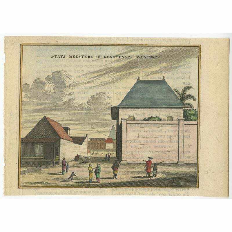 Antique Print Of Government Houses In Batavia (Jakarta), Indonesia, 1682 photo furniture