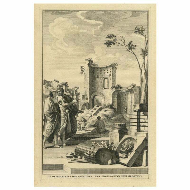 Antique Print Showing Remnants Of Constantine I The Great's Baths  Rome  1704