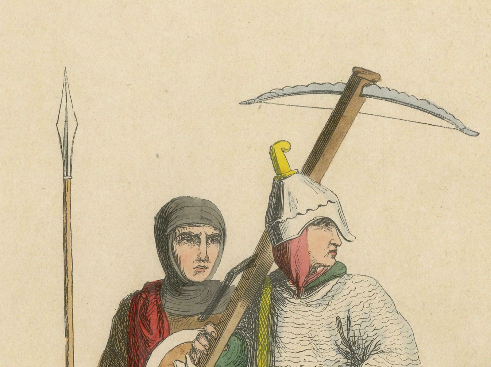 English Soldiers During The Reign Of Henry III  Original Liithograph 1847 photo Art