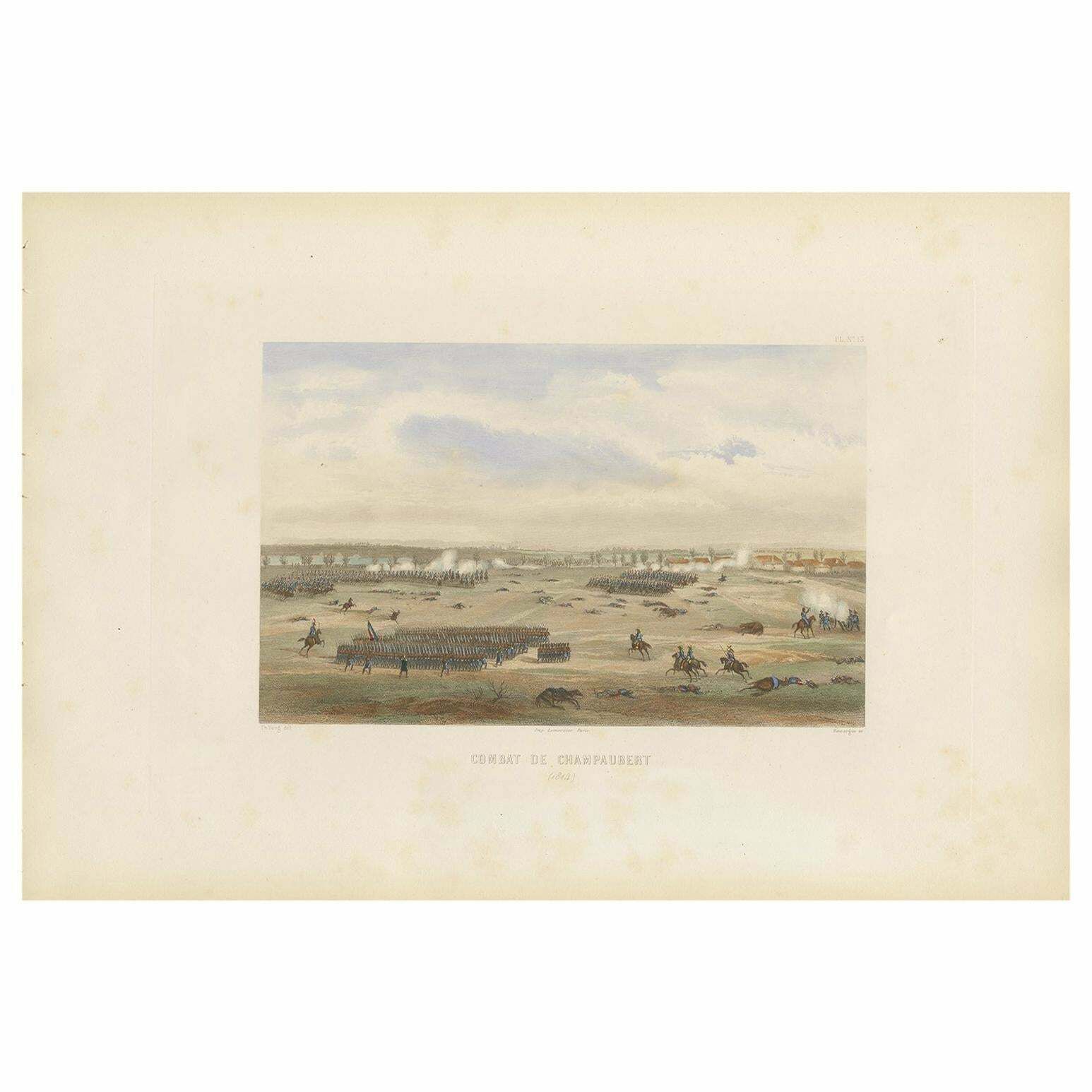 Antique Print Of The Battle Of Champaubert 'Circa 1860'