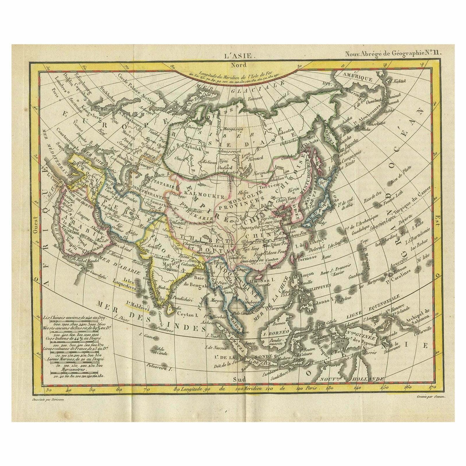 Antique Map Of Asia From The Middle East To The Coast Of Alaska, 1816