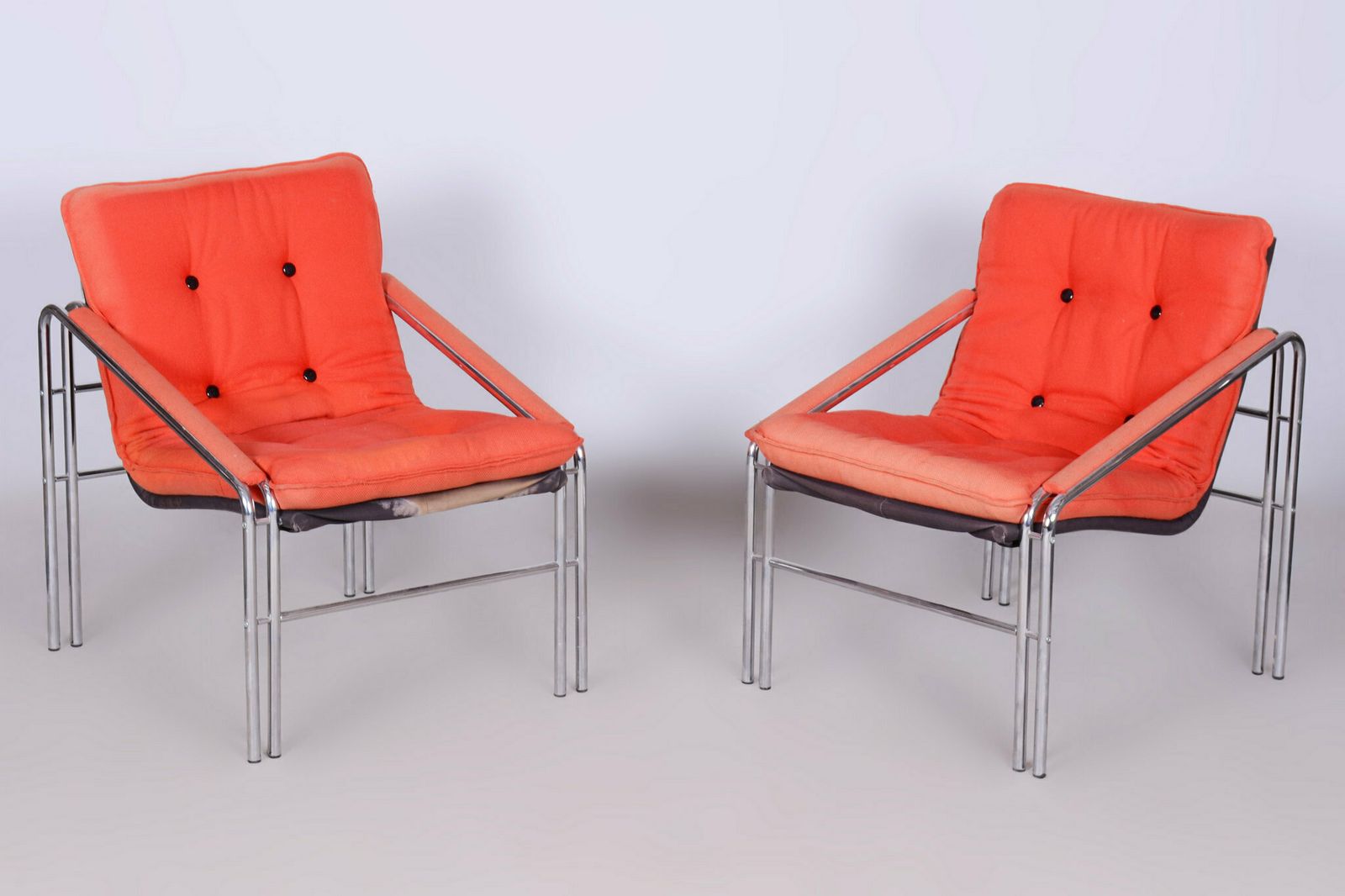 Original 20th Century Livingroom Set With Table, Chrome, Glass, Slovakia, 1970s photo for sale