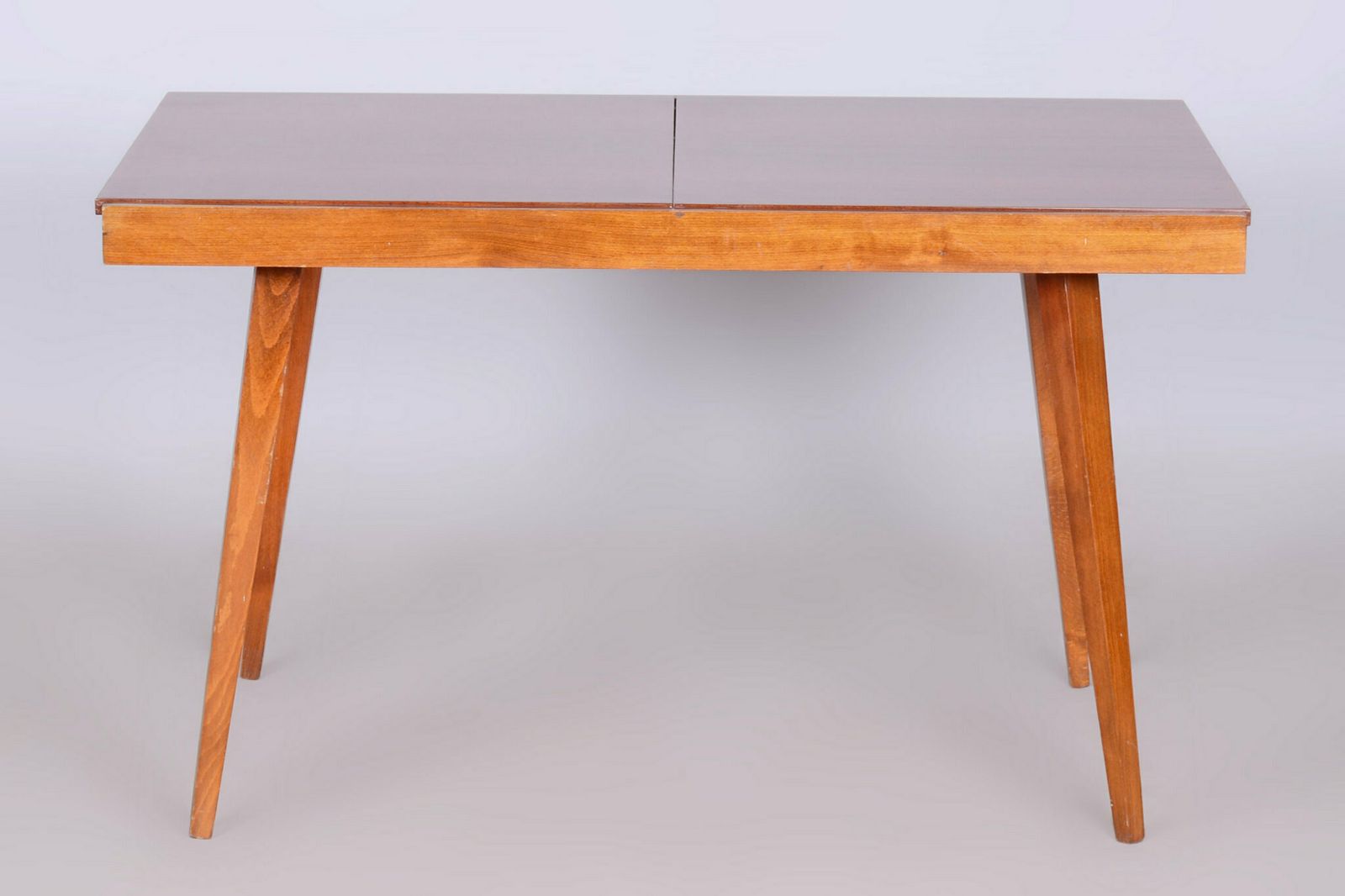 Original 20. Century Folding Table, Beech, Mahogany Veneer, Czech, 1960s photo 550.0