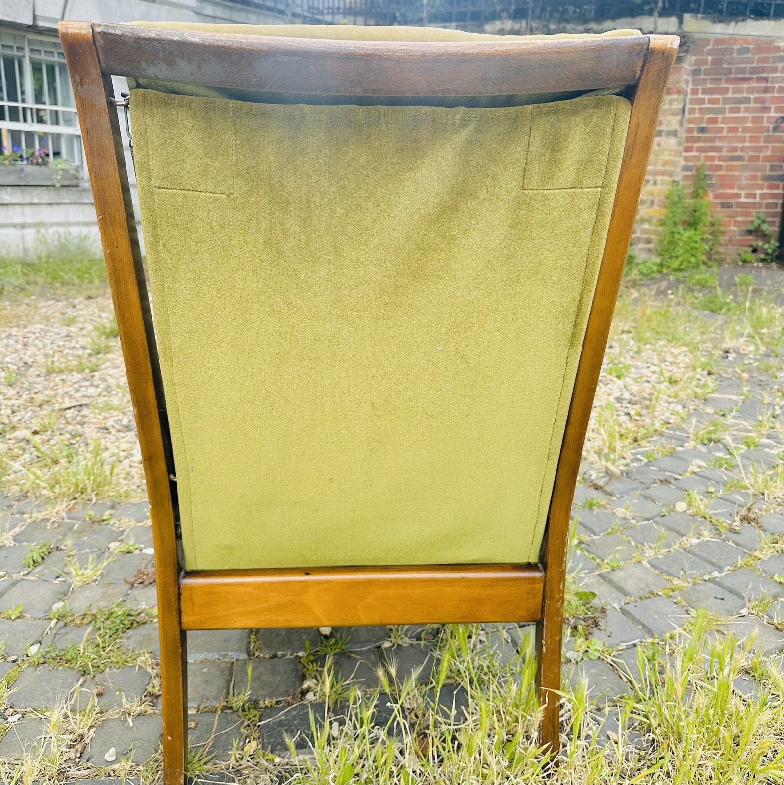 Original Mid 20th Century Cintique Armchair In Moss Green Velvet photo for sale
