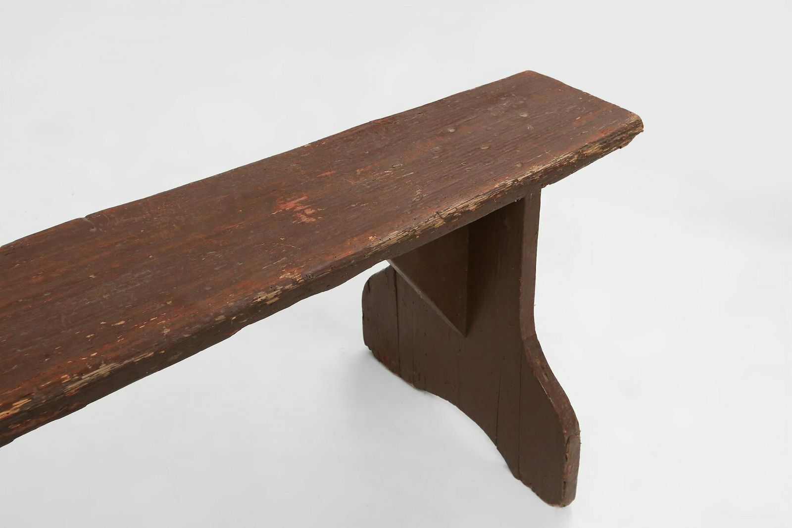 Mid Century Rustic Bench In Brown Painted Wood, France, 1890s photo Furniture