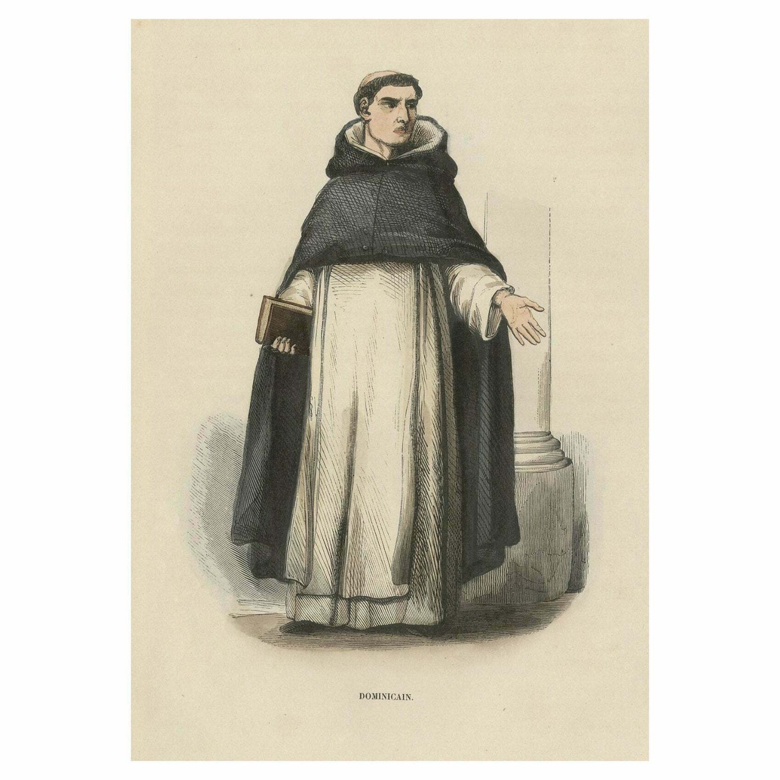 Antique Print Of A Dominican Monk, 1845