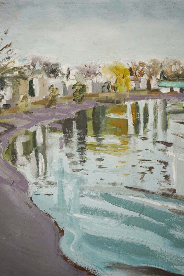 Strand On The Green – En Plein Air Olieschets photo for sale