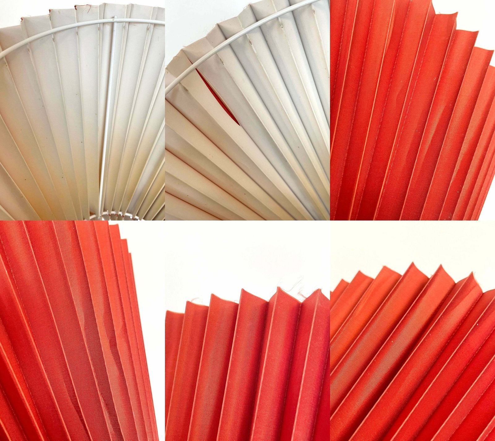 photo furniture Danish Mid Century Vintage Table Lamp In Brass With Organic Shapes, Beautiful Base And Beautiful Deep Red Fabric Pleated Shade