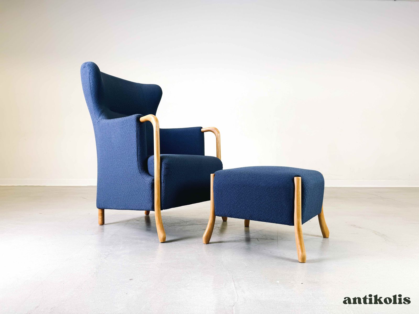 Vintage Mid Century Ohrensessel Claudia Stouby Møbelfabrik Mit Ottomane 1970 photo furniture