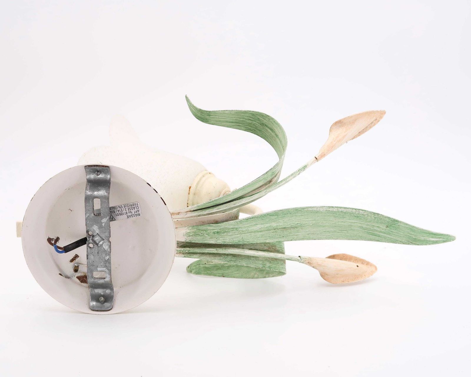 Wall Sconce Lighting : Pale Pink Arum Flowers With Green Leaves, 1980s / Boho Chic, Leaf, Floral photo buy