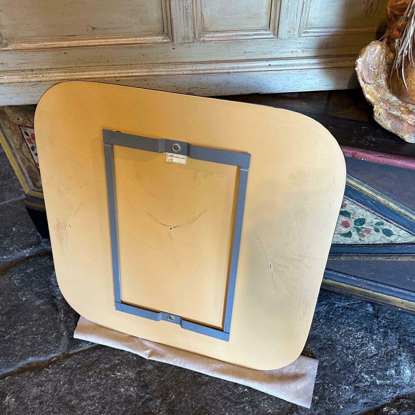 1937.0 1970s Space Age Pink And Clear Glass Square Wall Mirror By Lupi Cristal Luxor photo
