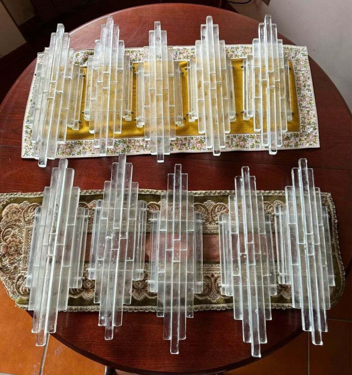 1970s Albano Poli Modernist Clear Stacked Glass Poliarte Linea Wall Sconces photo Lighting