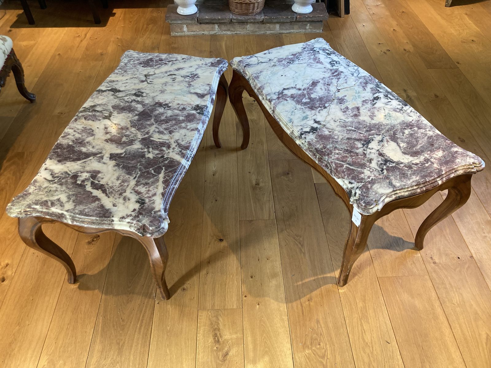 Pair Of 19th Century Pink Marble Coffee Tables photo vinterior