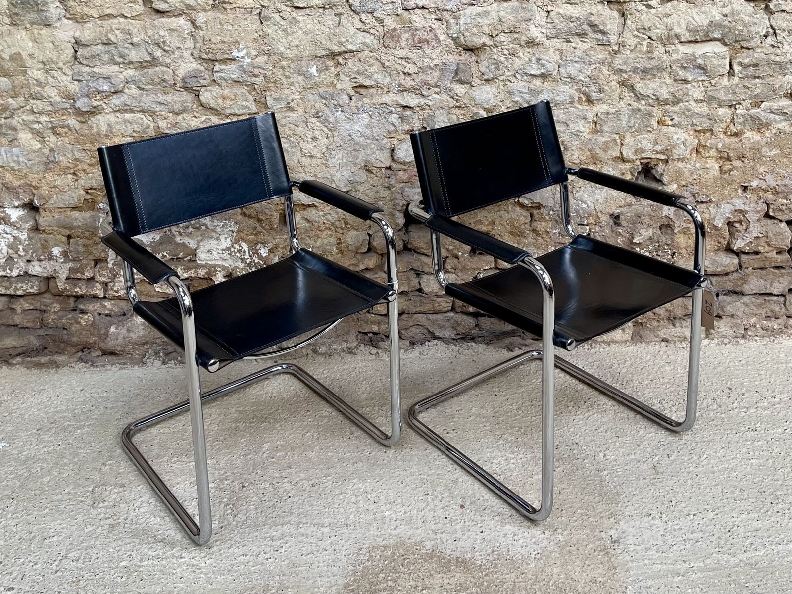 photo buy Pair Of Matteo Grassi Occasional Desk Visitor 2 Dining Bauhaus Chrome Leather Mart Stam Marcel Breuer Two S34 Chairs