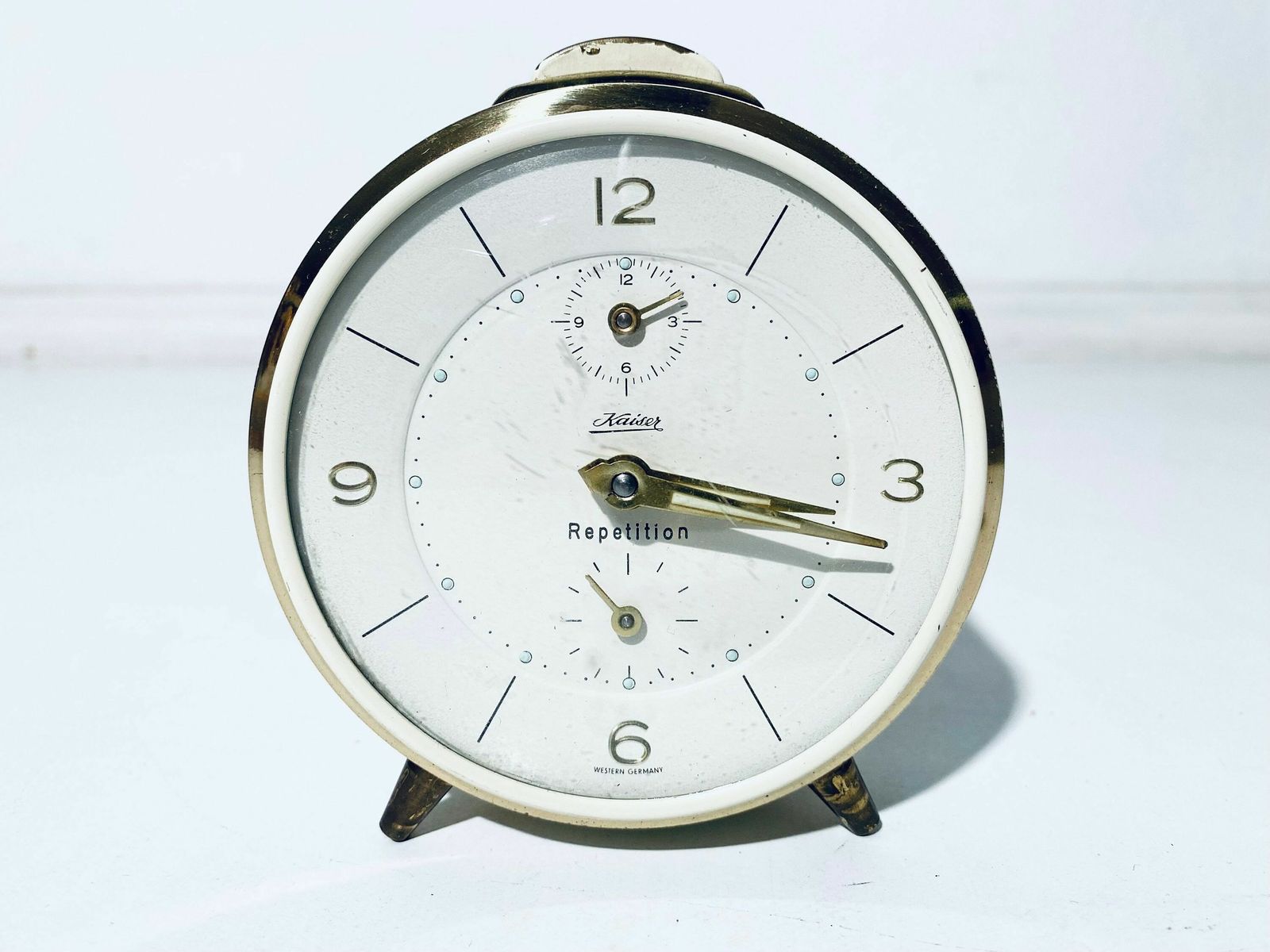 Mid Century Kaiser Repetition Bedside Alarm Clock Western Germany / Vintage Decor 1950s photo furniture