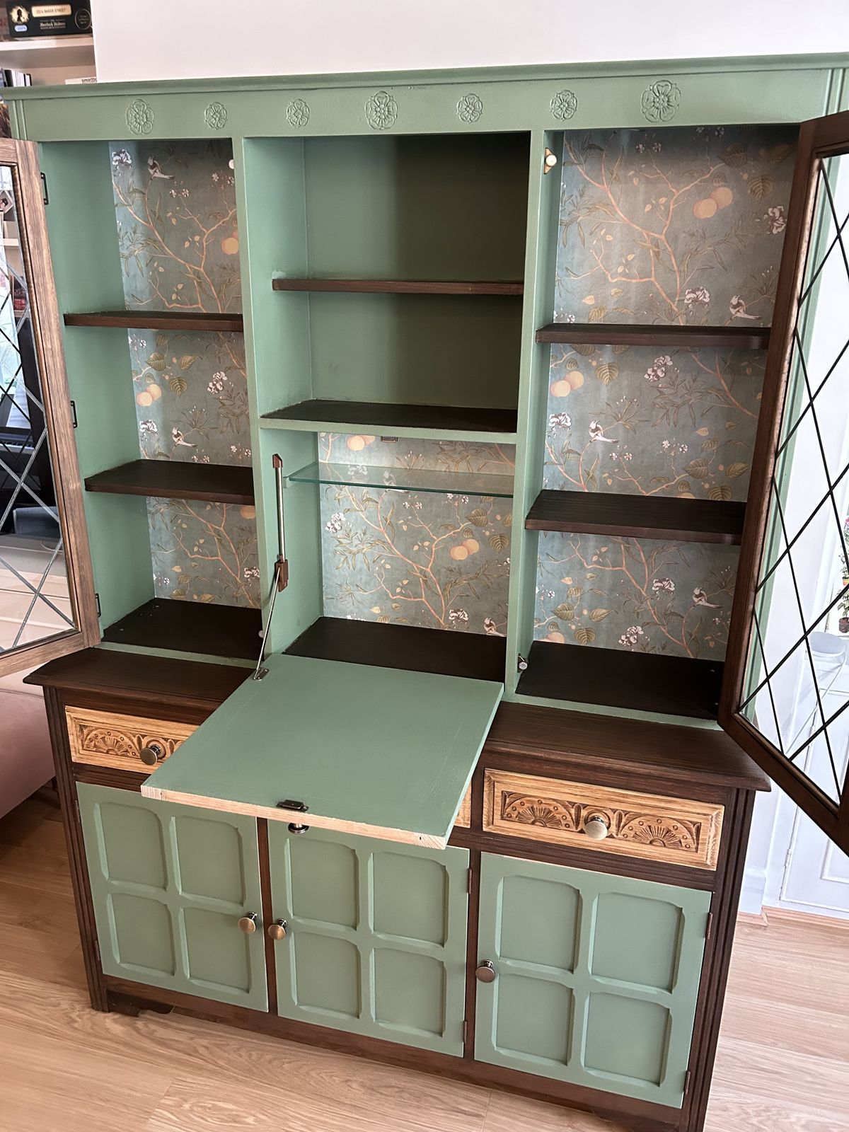 Unique Upcycled Hardwood English Farmhouse Cabinet photo Furniture