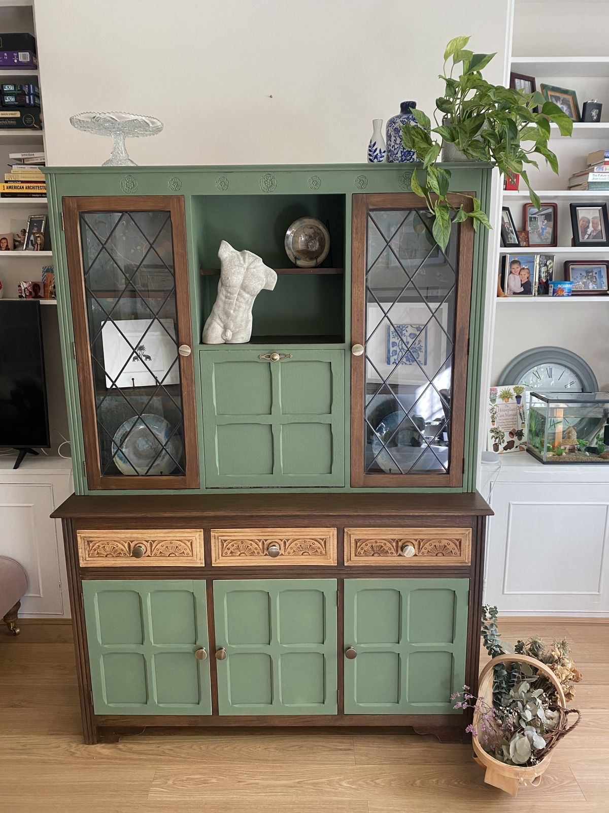 Unique Upcycled Hardwood English Farmhouse Cabinet photo vinterior