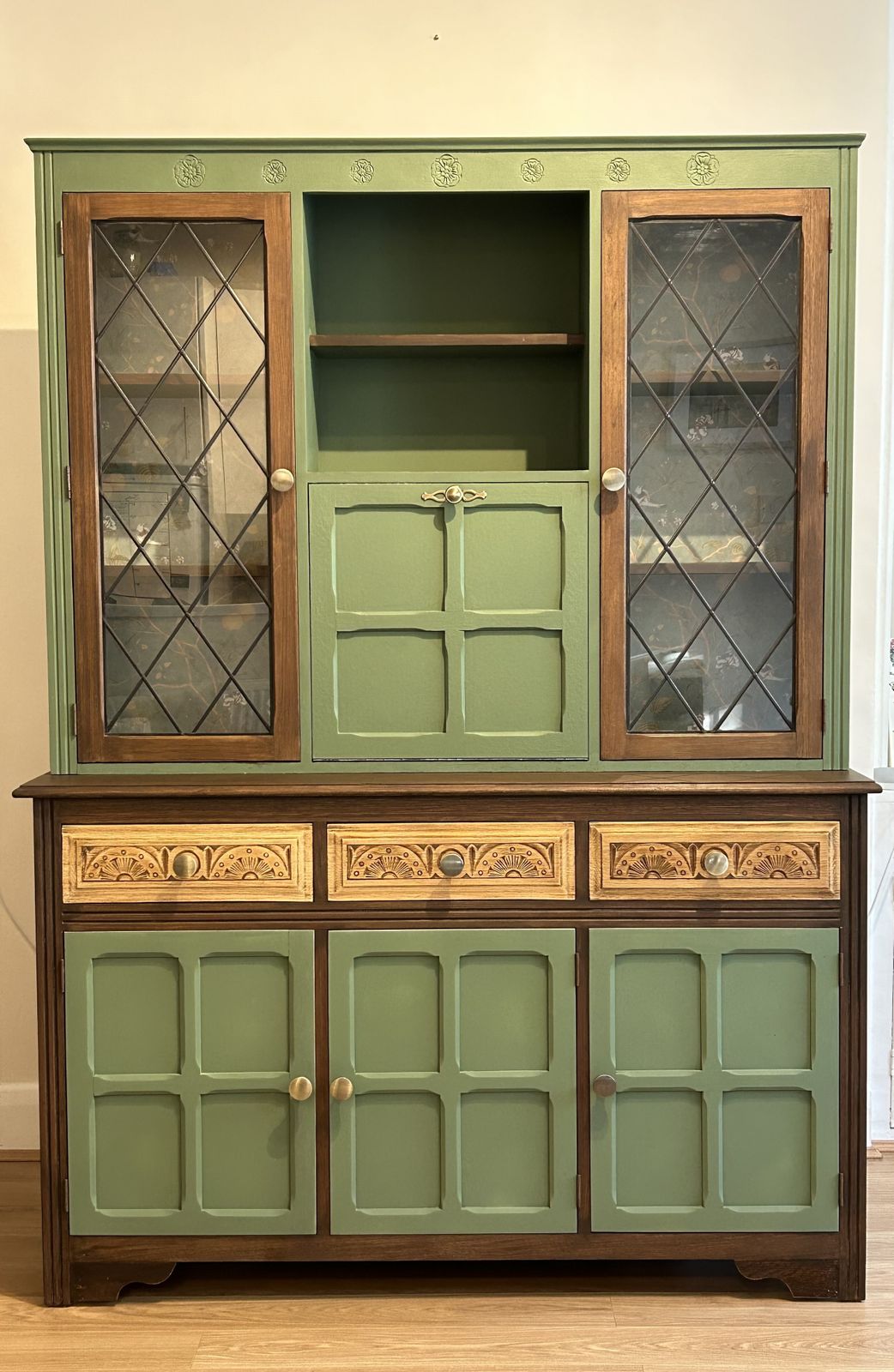 Furniture Unique Upcycled Hardwood English Farmhouse Cabinet photo