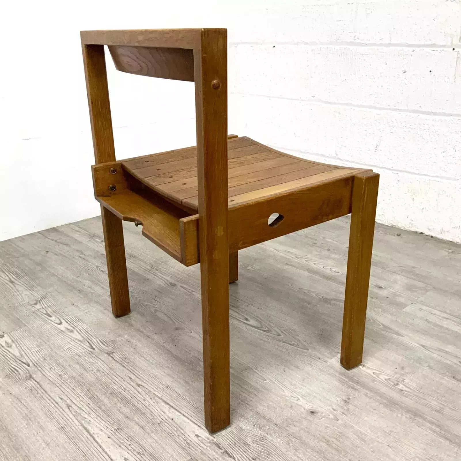 1 X Arts & Crafts Gordon Russell Oak Stacking Dining Chair From Coventry Cathedral photo vinterior