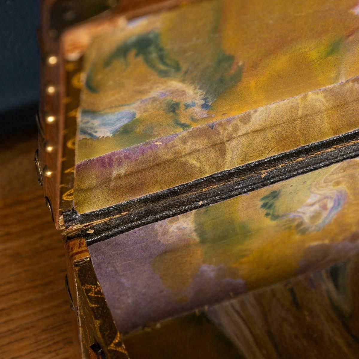 Furniture Antique Rare 20thc Louis Vuitton "Malle Fleurs" Trunk In Monogram Canvas, France photo