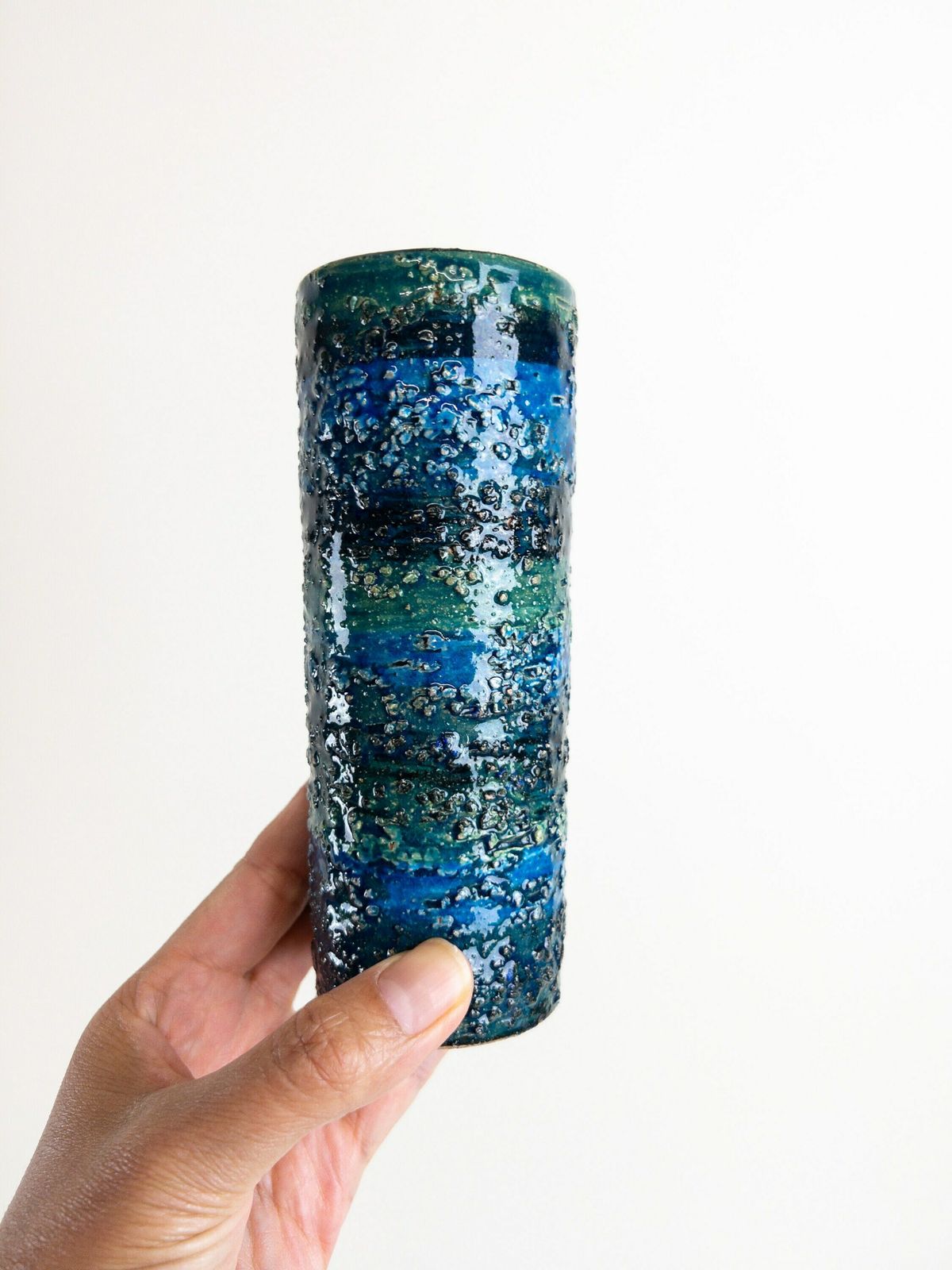 Handcrafted Bitossi Vase In Beautiful Rimini Blue Colors   Small Size photo for sale