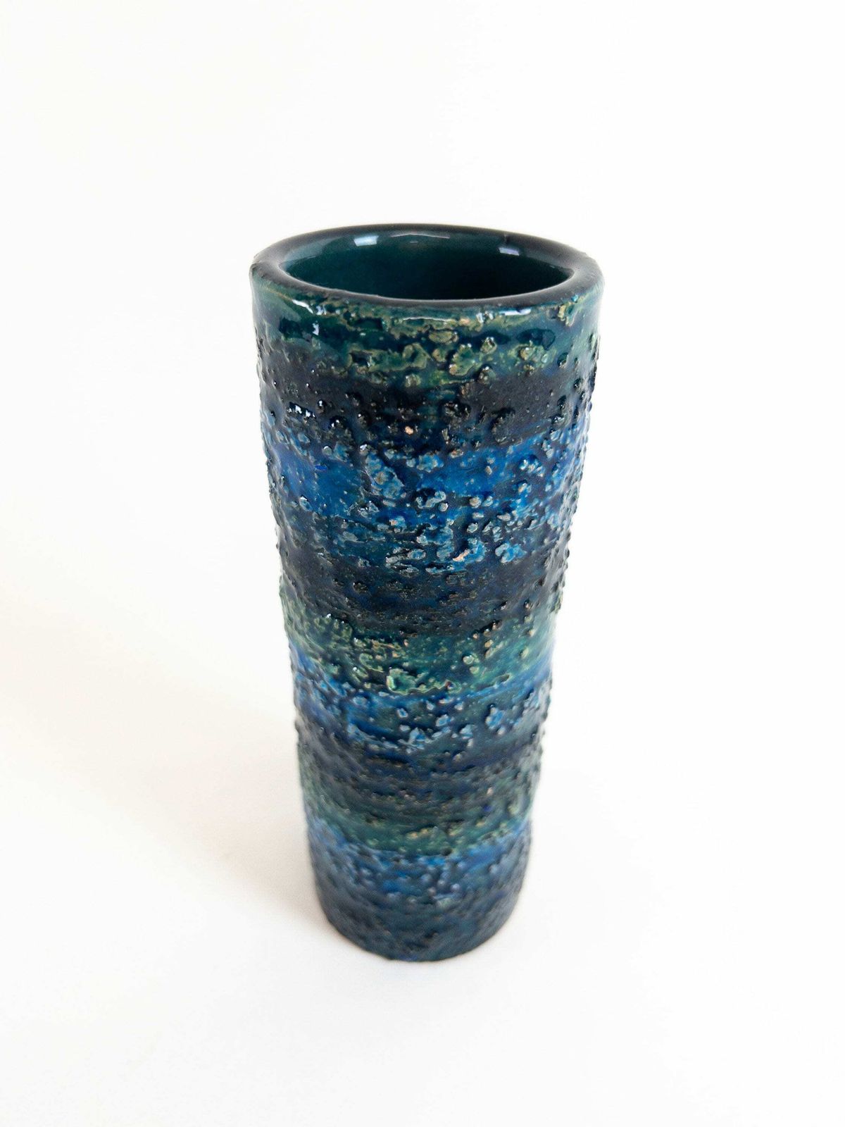 Handcrafted Bitossi Vase In Beautiful Rimini Blue Colors   Small Size photo vinterior