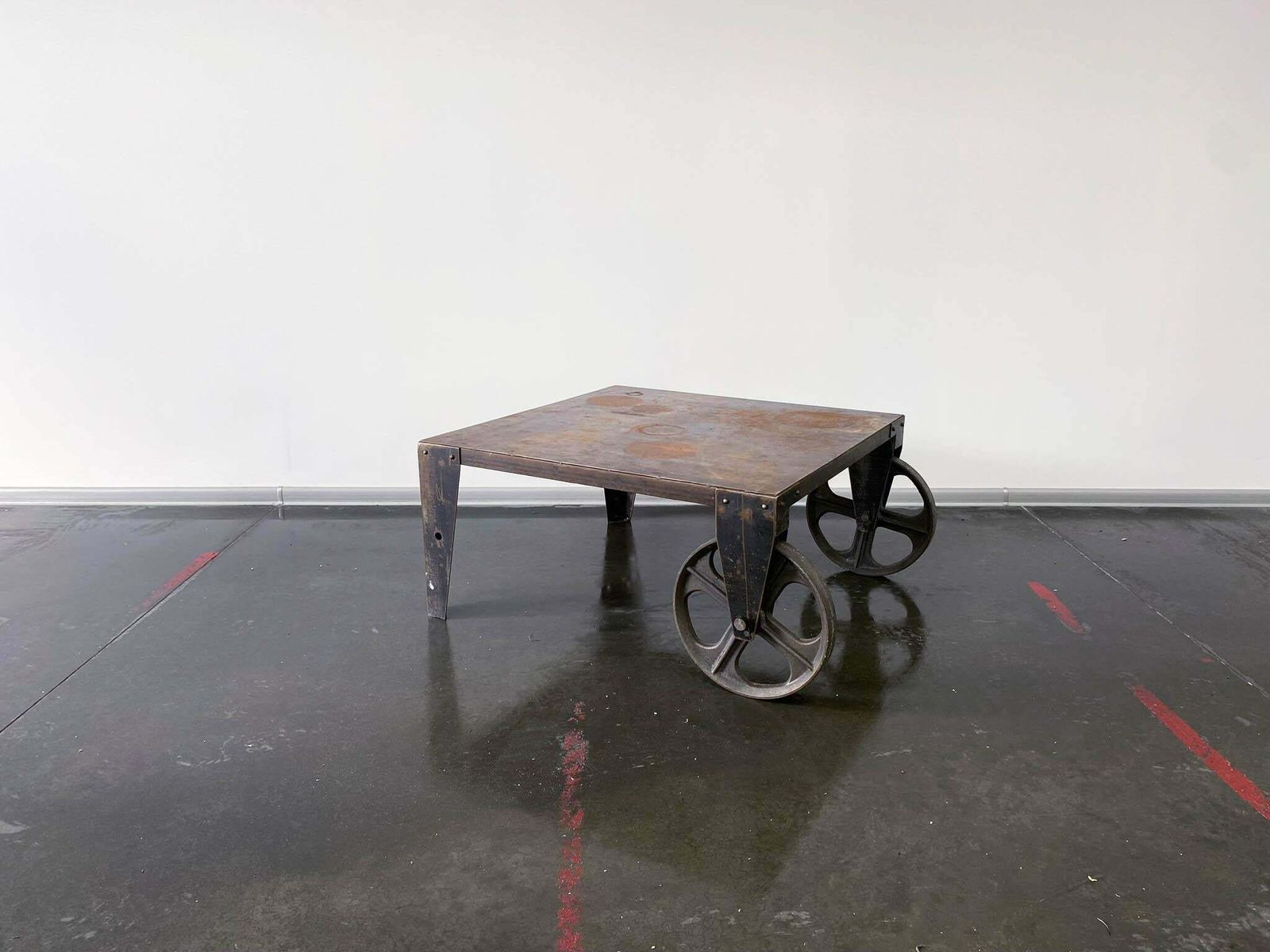 photo furniture Brutalist Industrial Steel Coffee Table Trolley