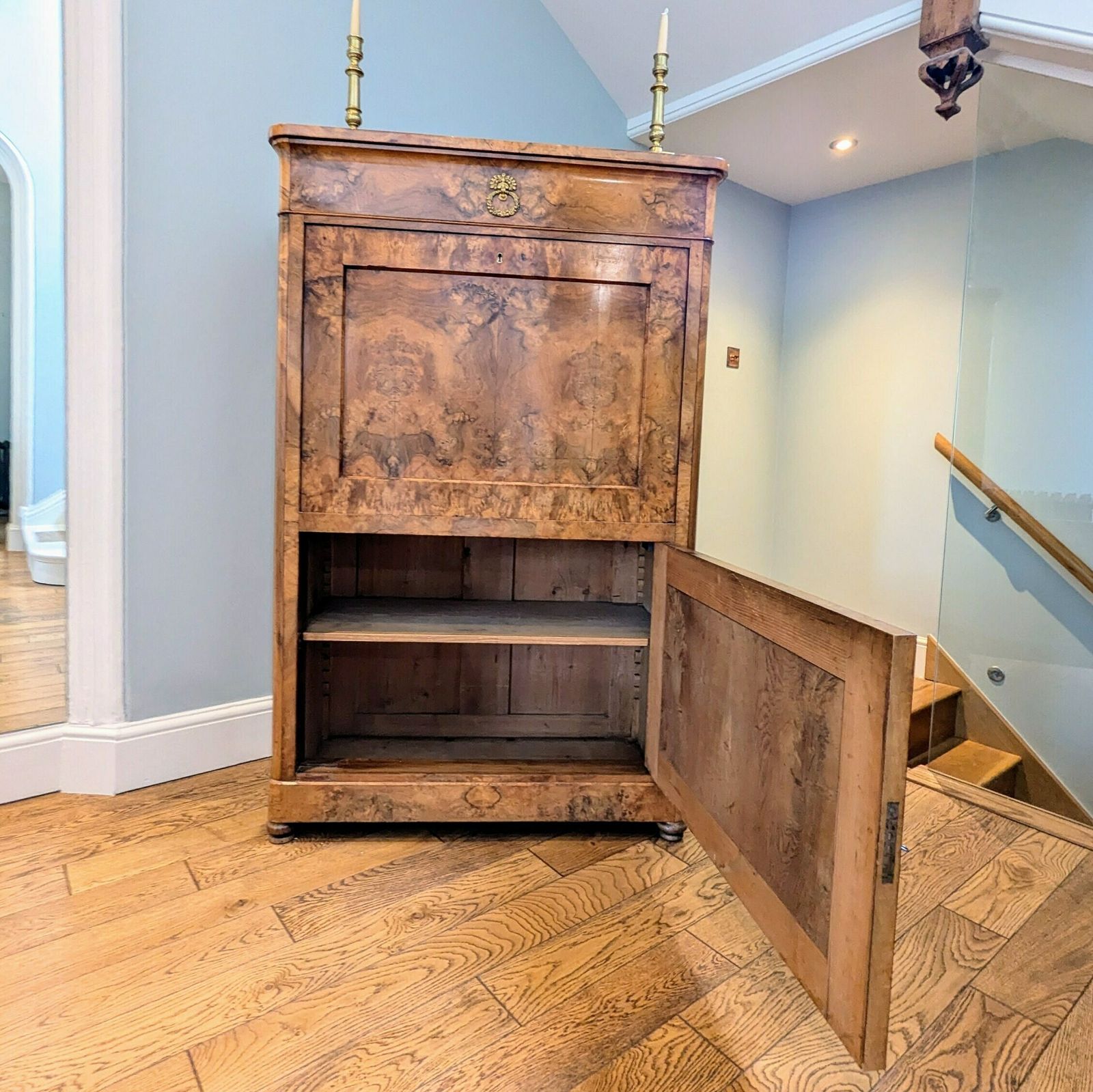 An Antique Biedermeier Period Burr Walnut Secretaire Desk With Drop Front C1840 photo buy