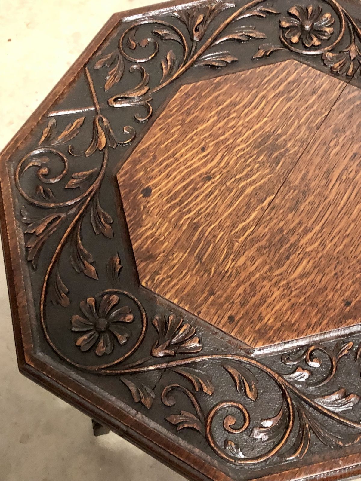 Handsome Carved Oak Art Nouveau Occasional Table / Large Plant Stand photo 189.0