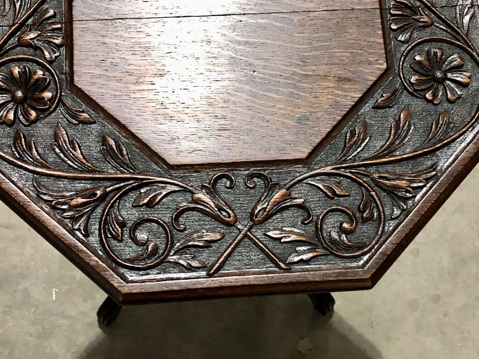photo buy Handsome Carved Oak Art Nouveau Occasional Table / Large Plant Stand