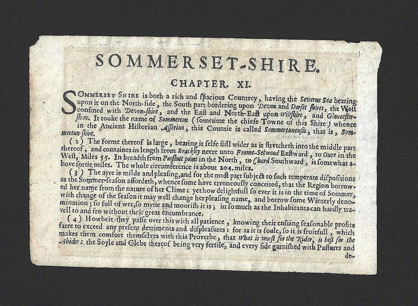 Somerset Shire Miniature Map Of Somerset By Peter Van Den Keere After John Speed 1627 photo furniture