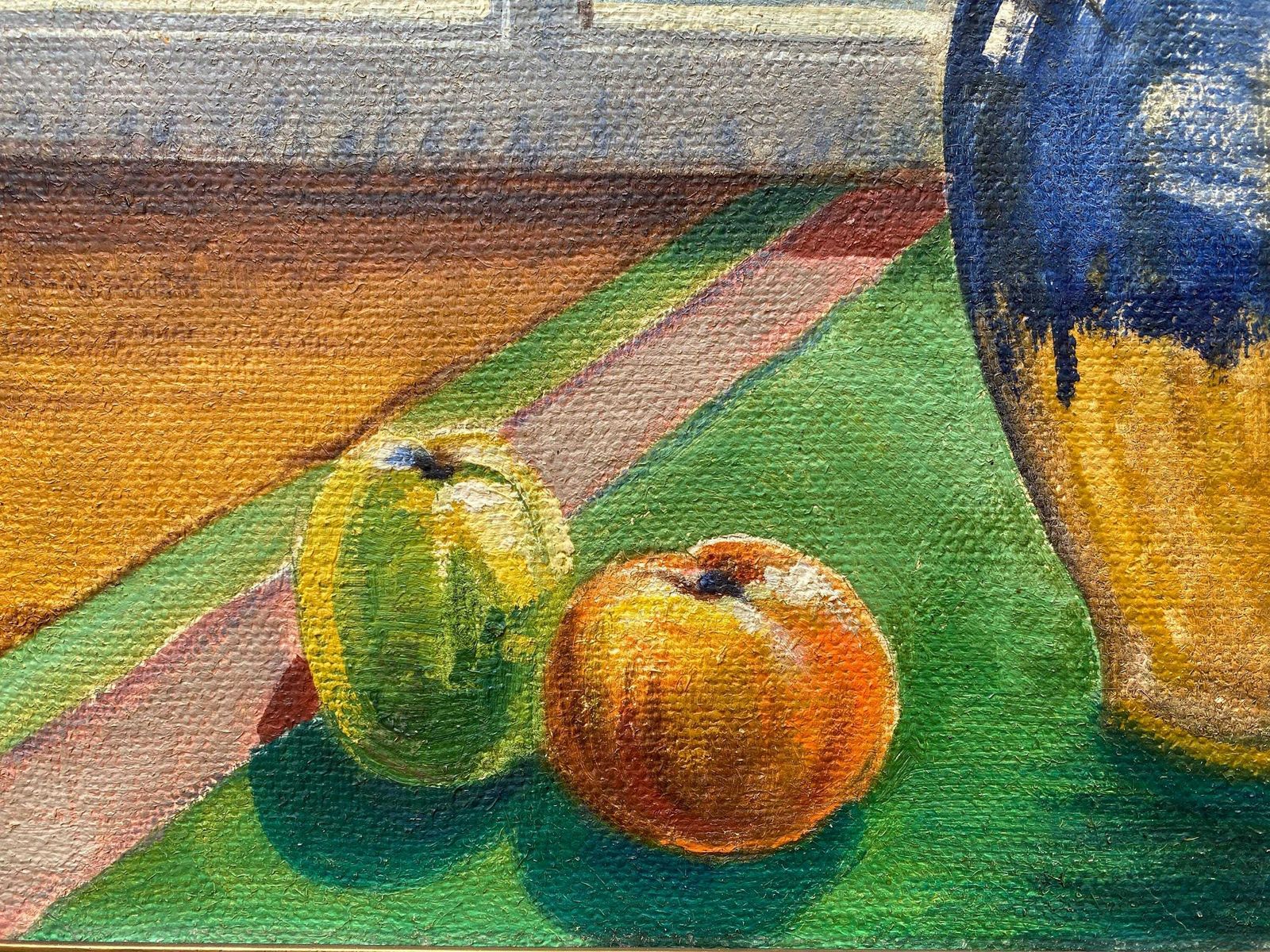 Framed Oil On Canvas C1947 Still Life Sunflowers In Vase Next To Window   Artist F. Augustinus photo for sale