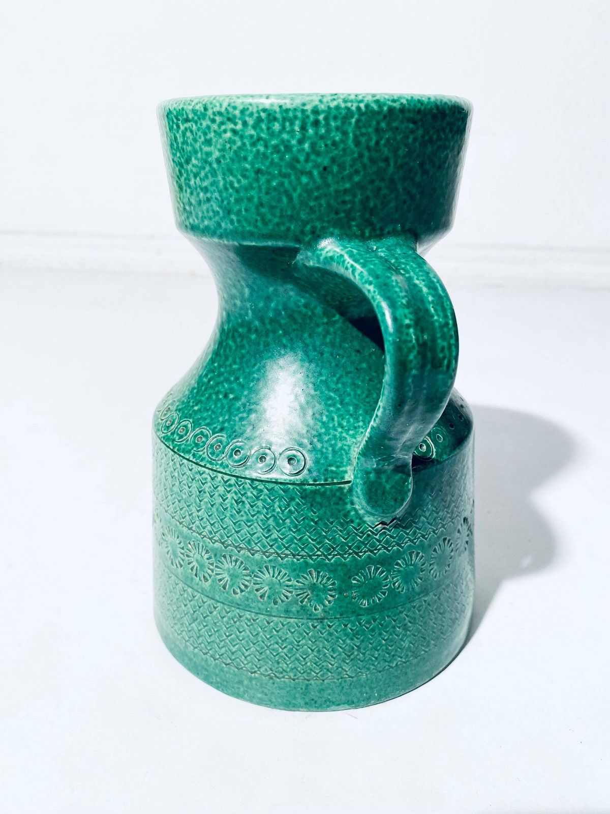 Wilhelm Kagel Green Studio Ceramic Pitcher Vase Jug / West German Pottery / Vintage 1960s photo Home Decor