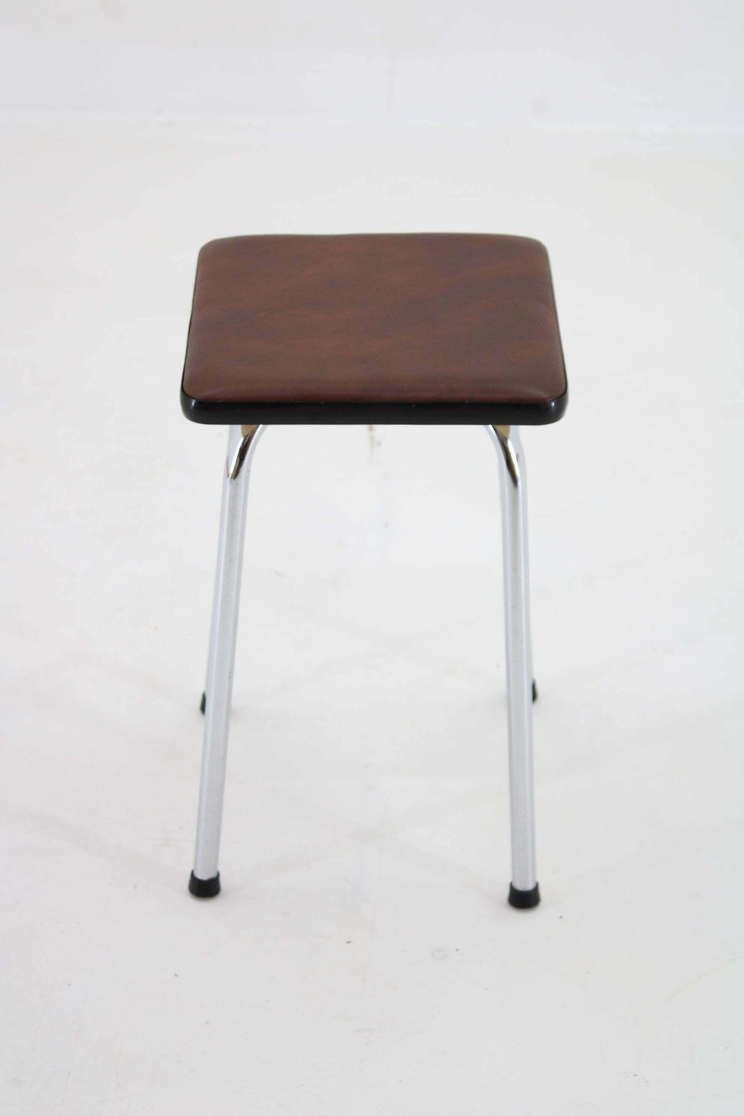 1970s Pair Of Stools With Leatherette Upholstery, Czechoslovakia photo vintage