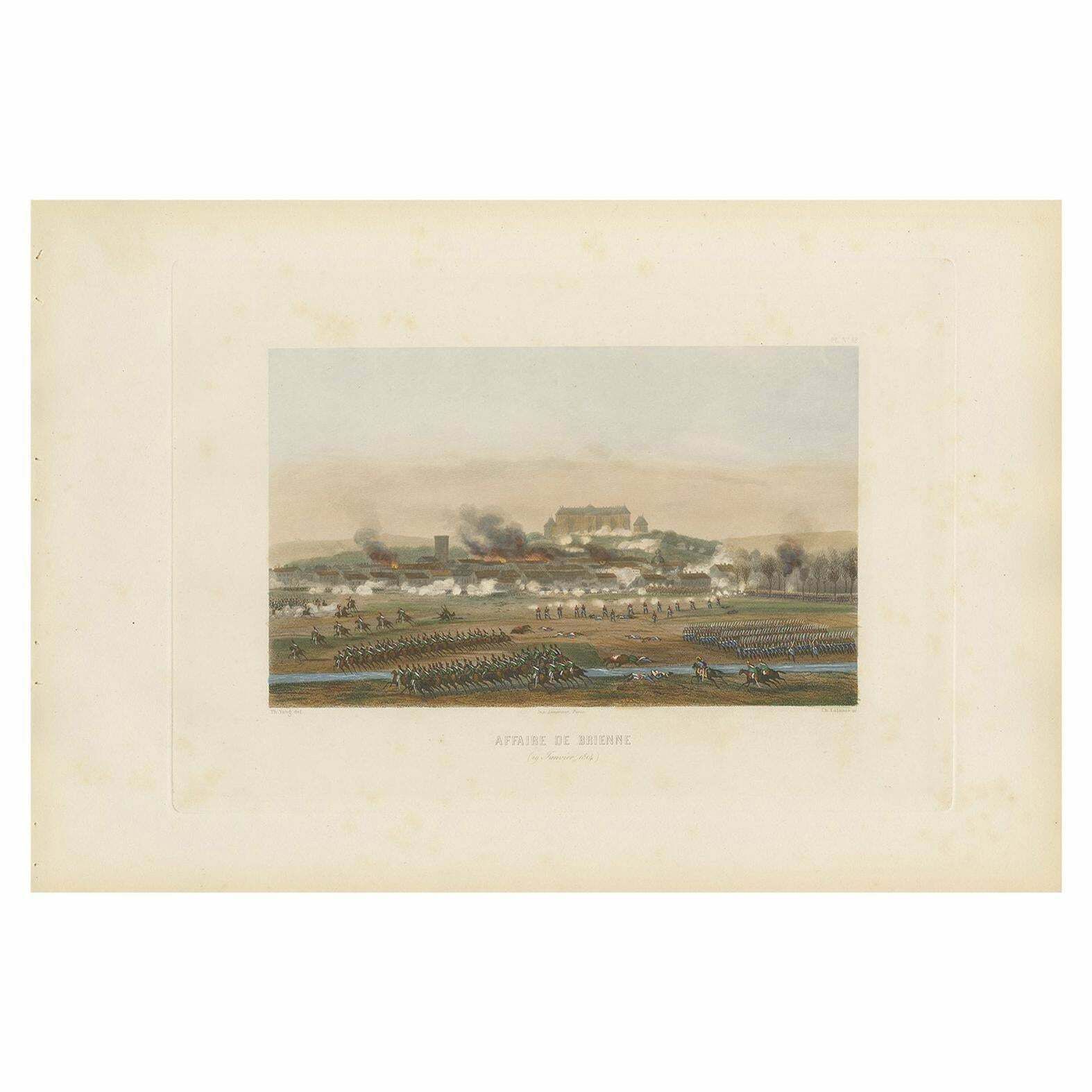 Antique Print Of The Battle Of Brienne 'Circa 1860'