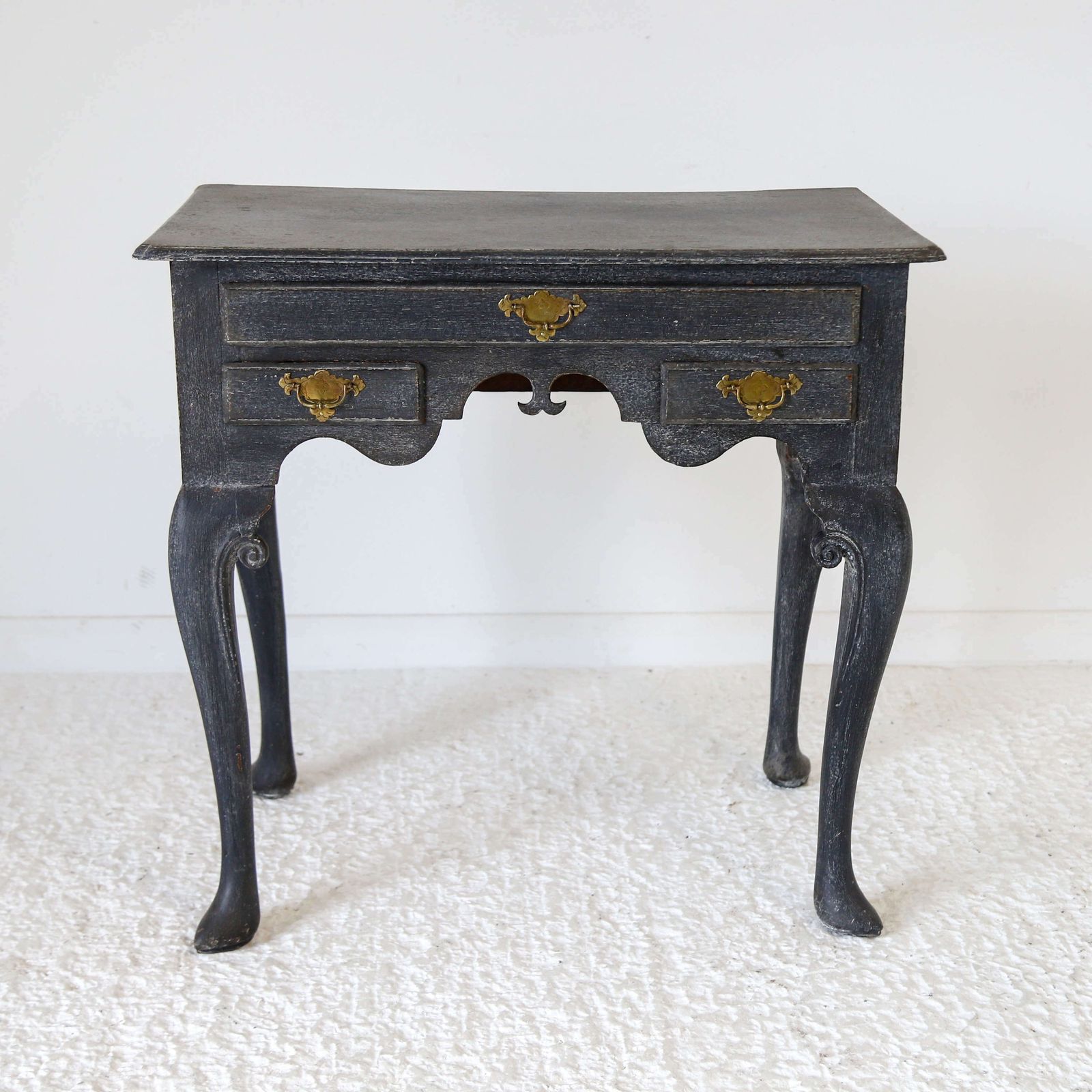 English Lowboy With Drawers   Later Painted Mottled Black photo Furniture