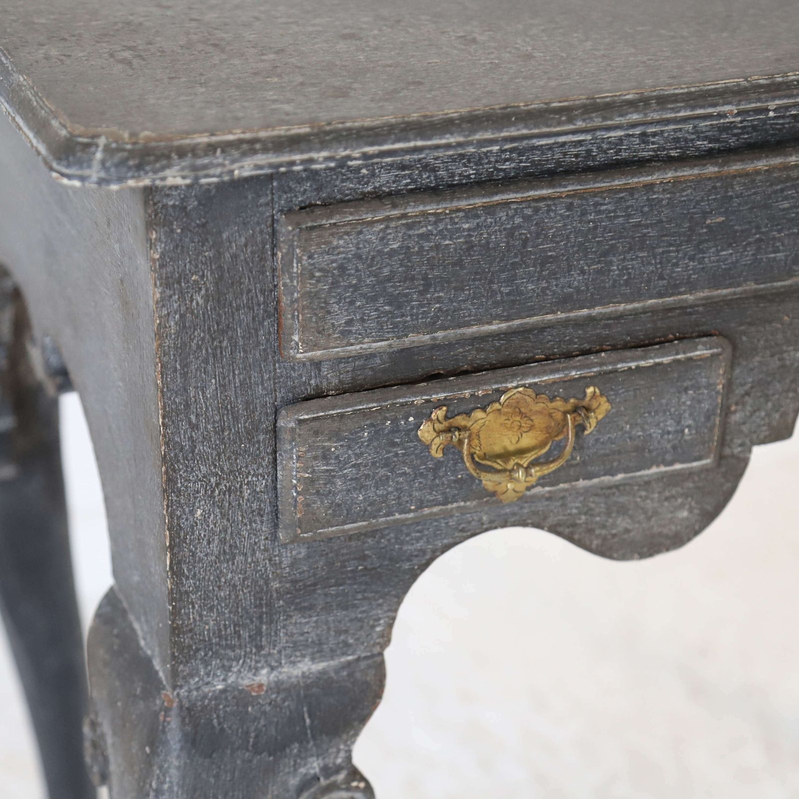 English Lowboy With Drawers   Later Painted Mottled Black photo 750.0