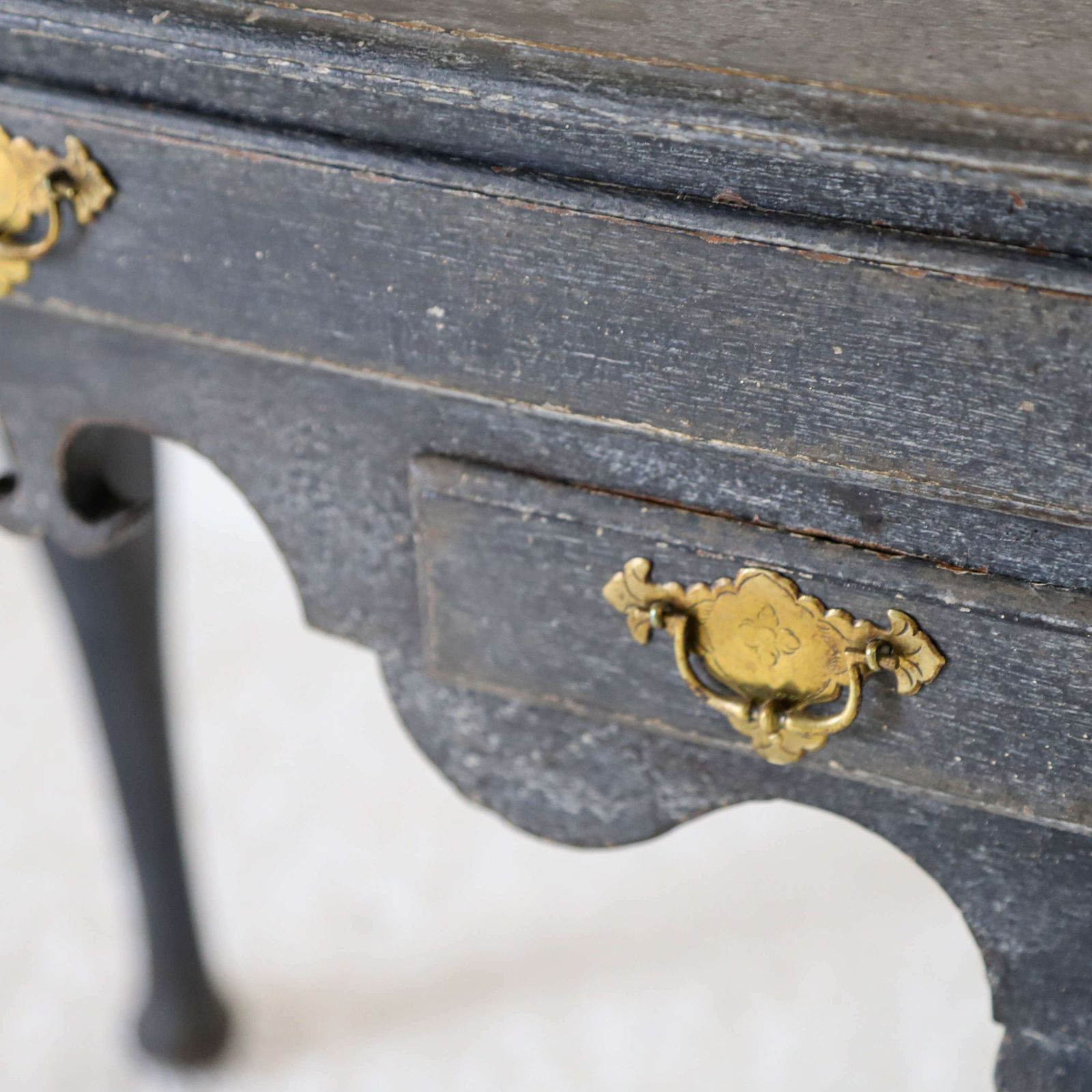 English Lowboy With Drawers   Later Painted Mottled Black photo vinterior
