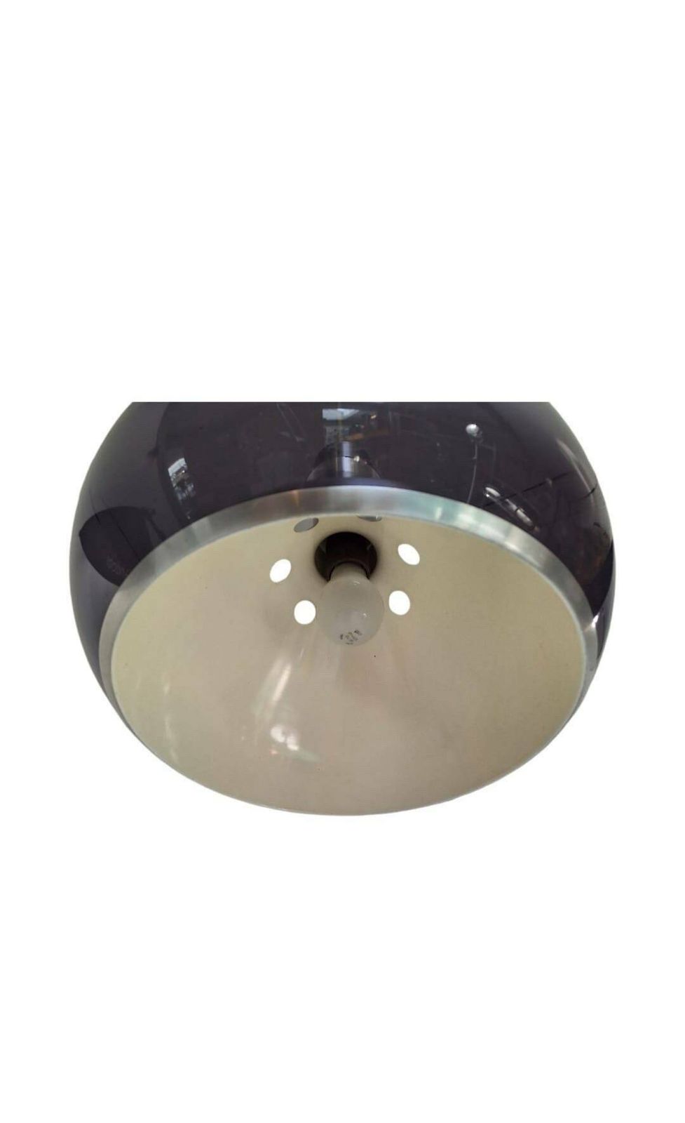Dijkstra   Mushroom Hanging Pendant   Dutch Design, Space Age   Grey/Blue, Smoked Acrylic With Metal Insert photo vinterior