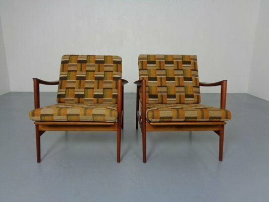 photo furniture Danish Organic Teak Armchairs Attributed To Hans Olsen, Denmark, 1950s, Set Of 2
