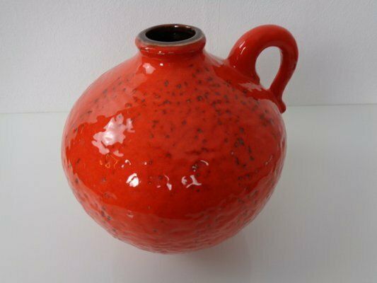 Red Ceramic Vase By Heinz Siery For Carstens, 1960s photo vintage